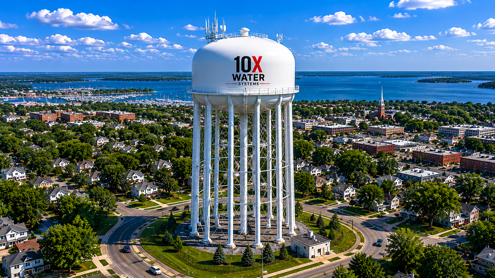 10X Water Systems tower aerial view